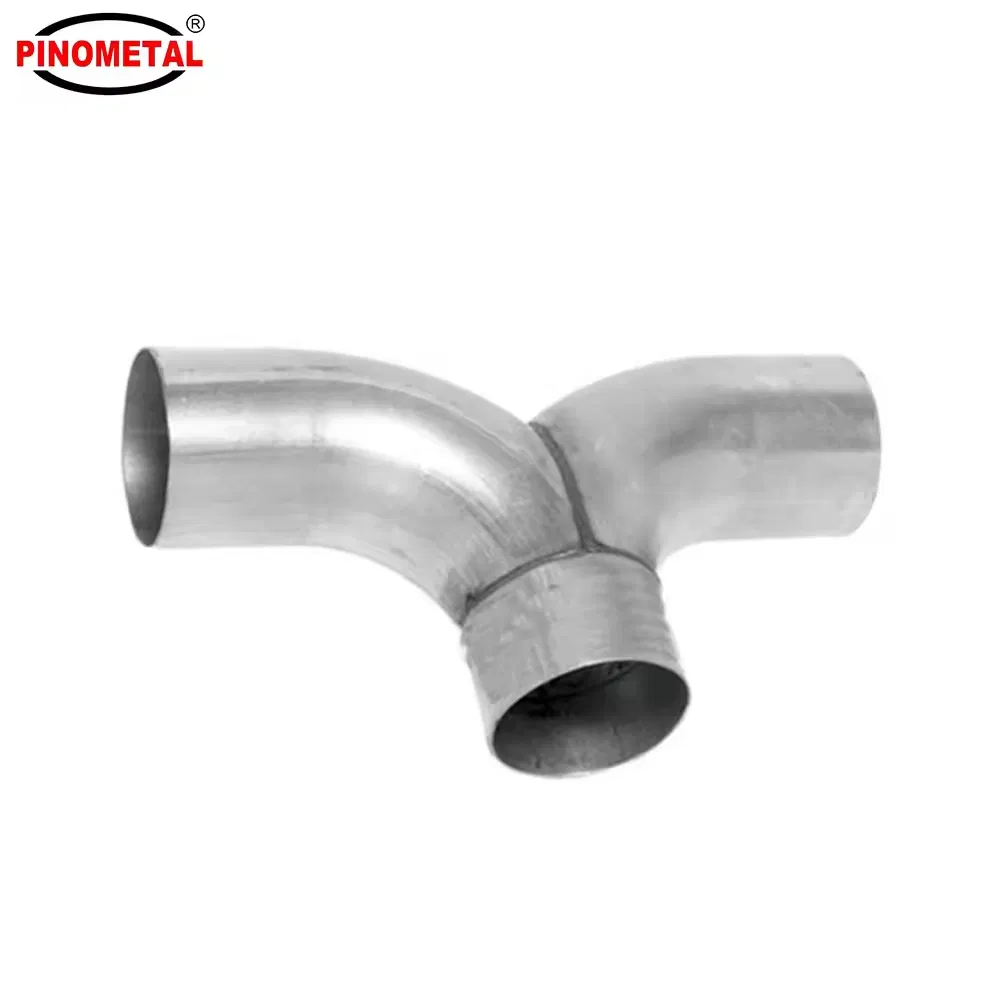 Universal 3 Inch Dual Exhaust Y Pipe Aluminized Mandrel Bent