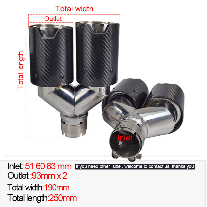 Car Carbon Fiber Decoration Universal Exhaust Muffler Tip Y Shape Exit Exhaust Pipe Nozzle