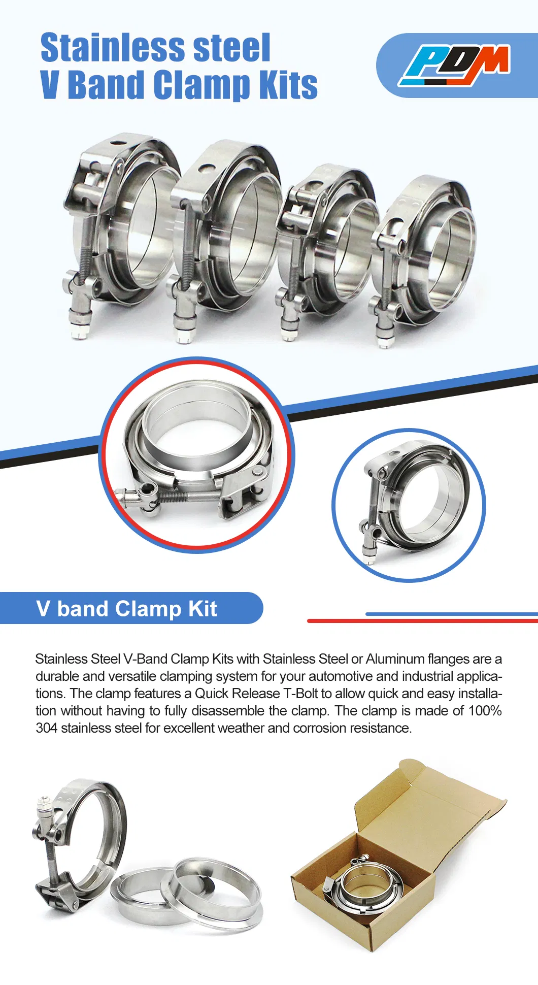 Auto Exhaust Turbo Pipe V Band Clamp Kit