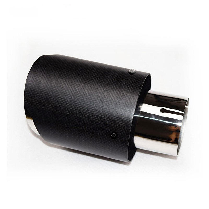 Glossy 3K Carbon Fiber Exhaust Tip Stainless Steel Muffler Pipe Decoration Tail Throat Sport Car Modification Universal Fit