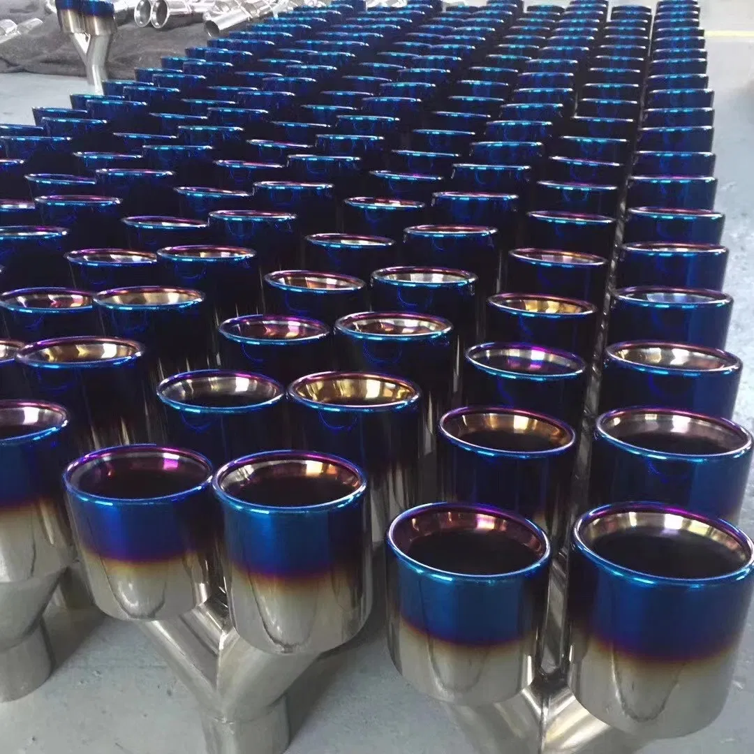 High Quality Auto Parts Plating Dual Outlet Exhaust Tips Hot Sale Stainless Steel Universal Car Exhaust Muffler Pipe