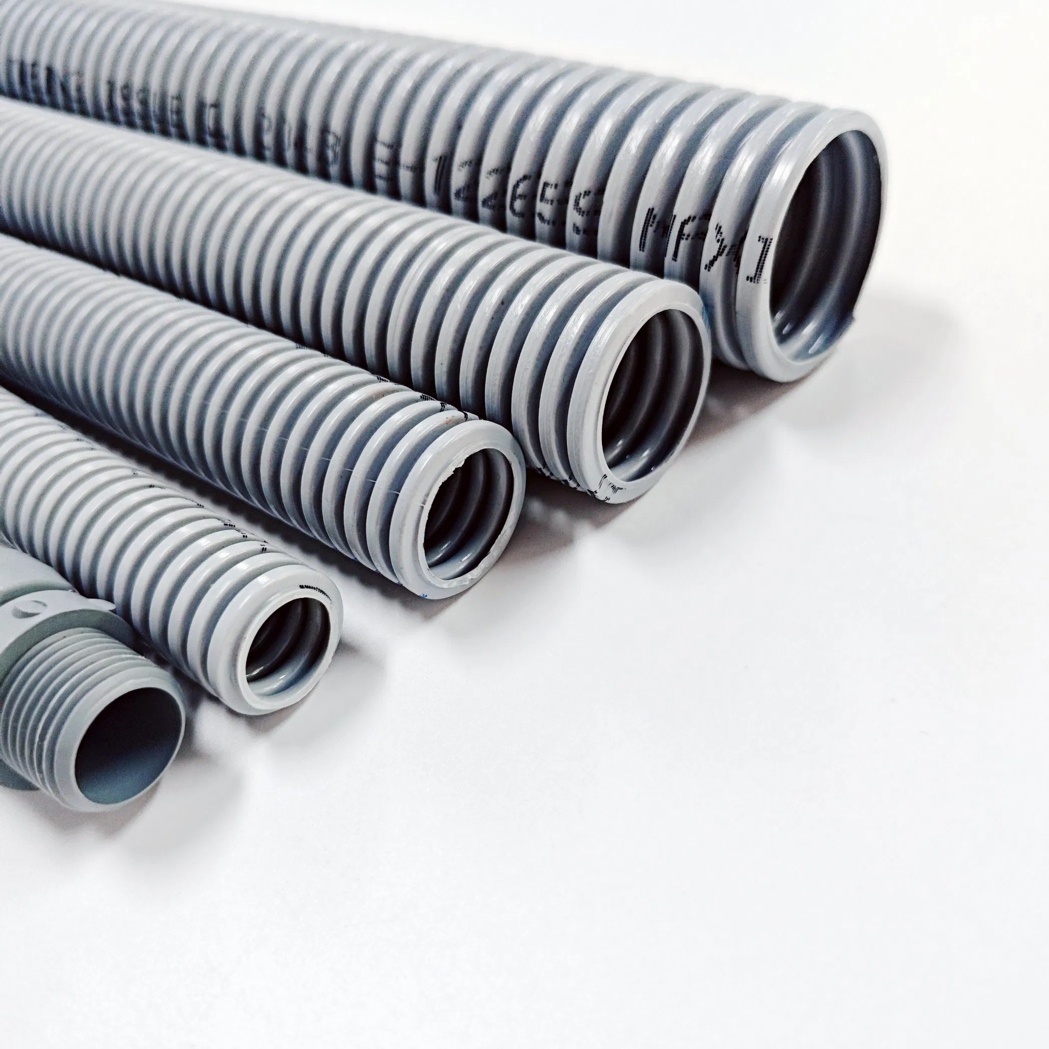 1/2" - 3/4" UL PVC Corrugated Conduit Pipe Electrical Flexible PVC Pipes Fireproof UV Resistant Grey Plastic Electric Tube Pipe