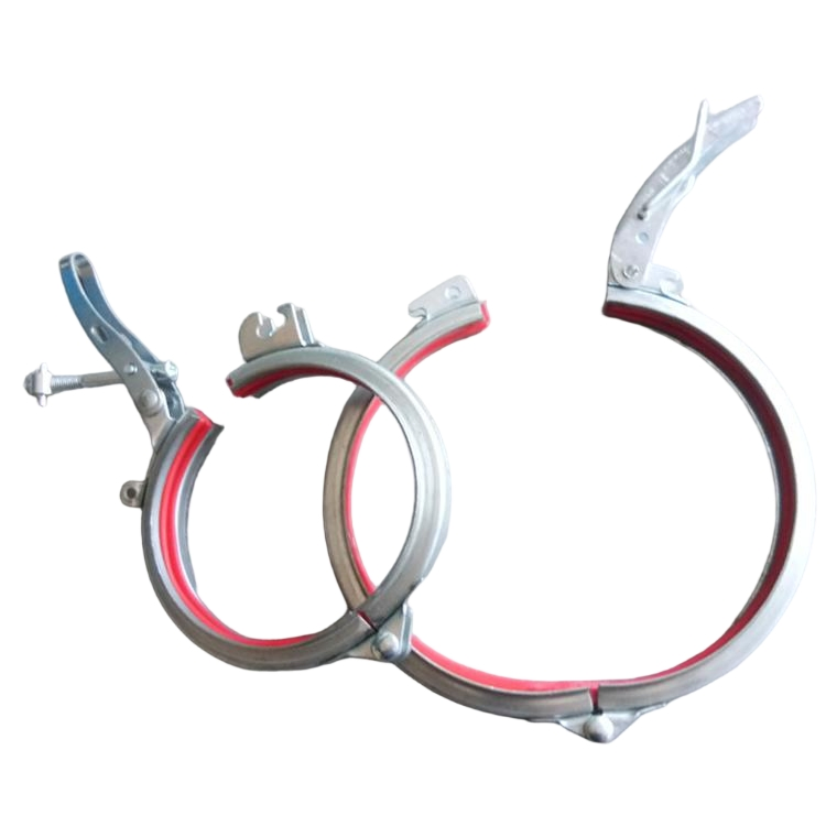 Rapid Lock Quick Release Duct Clamp with Pull Ring and Lever Mechanism for Modular Air Ducting and Exhaust Systems