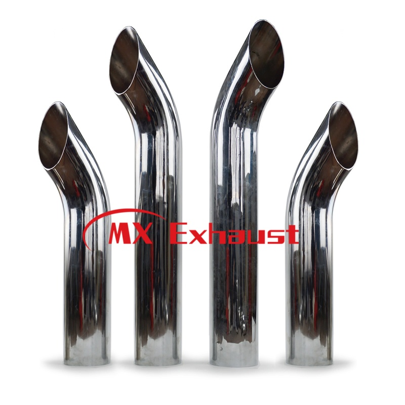 America Semi and Heavy-Duty Truck Chrome Curved Aussie Bull Horn Stack Pipe Tube Exhaust Muffler for Diesel Truck
