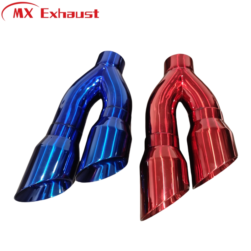 Universal Twin Exhaust Pipes AISI 304 Stainless Steel Chrome Black Finish 2.5'' Tail Pipe Muffler for BMW Truck