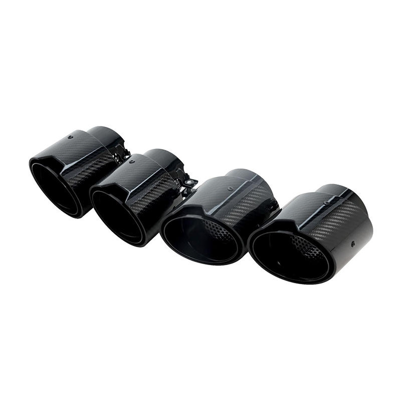 Glossy Carbon Fiber Muffler Tip for BMW G80 M3 G82 M4 2021-2024 Exhaust Tips Stainless Steel Rear Tail Pipe Throat Trim
