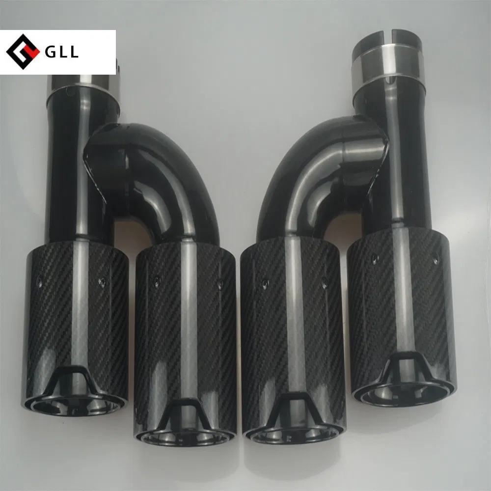 Universal Akrapovic Black Dual Outlet Pipe Carbon Fiber Exhaust Muffler Tip