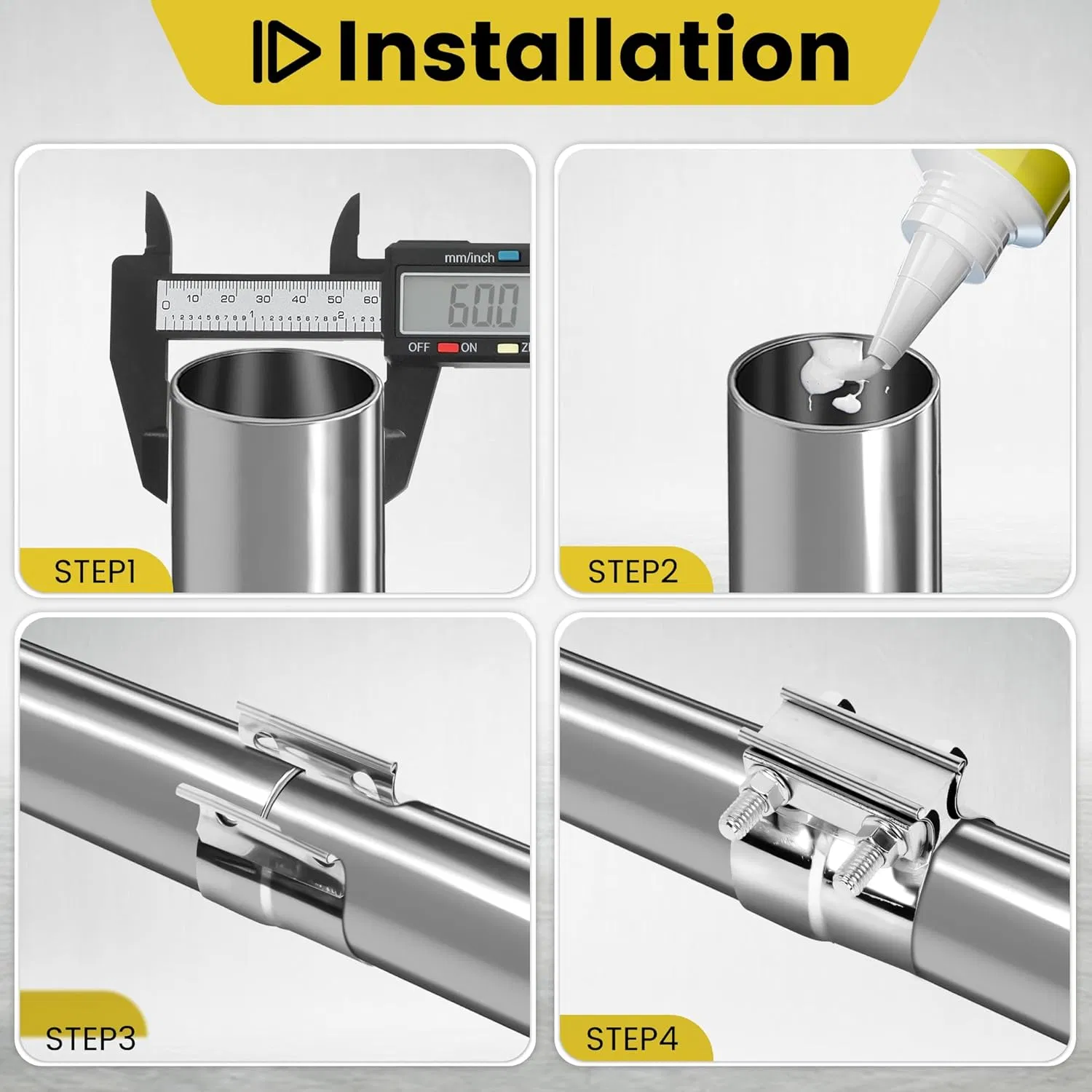 Stainless Steel Lap Joint Clamp Exhaust Band Coupler Sleeve Clamp for Modern Exhaust Systems