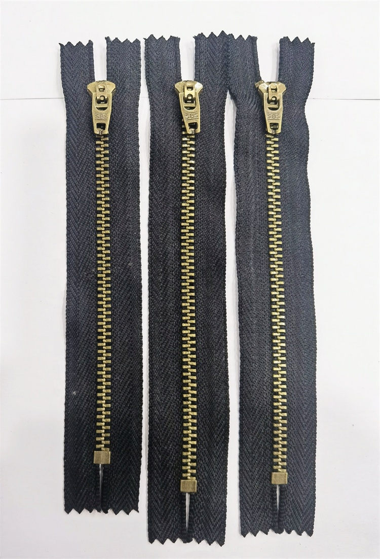 Sbs4# Golden Auto Lock Copper Teeth Metal Close-End Long Chain Zipper For Pants Eco-Friendly Sustainable Jeans Accessories