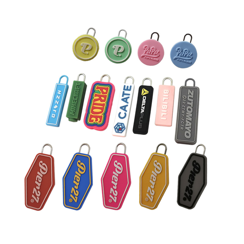 LankeLogo Zipper Head Blue Auto Lock Letter Design Custom Logo Slider Rubber Zipper Puller LOGO 3D Silicone Zipper Puller