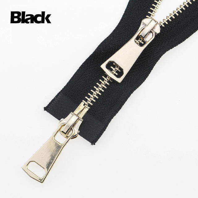DAWEI Factory Wholesale Colorful Double Aluminum Slider 70/80/90cm Auto Lock Metal Rose Gold Zipper 3#5#8#10# Smooth Pull