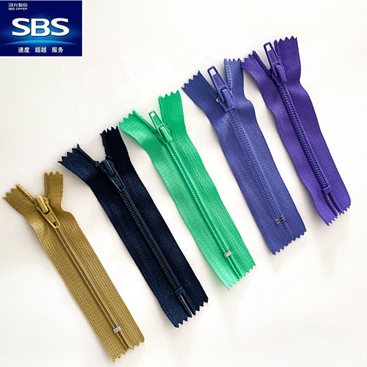 High Quality Sbs 3#4#5# Nylon Zipper Self-Locking Close-End Puller Customizable Closed Injection Pocket Garment Shoes