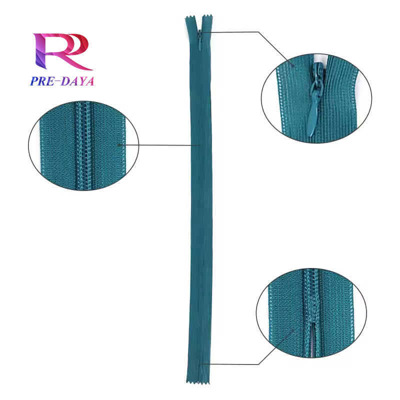 Wholesale 3# Nylon Invisible Zipper Colorful Lace Fabric Auto Lock Apparel Zippers Stock for Dress Garments