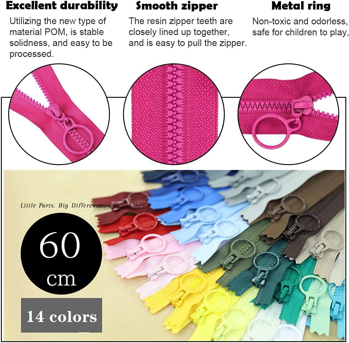 Heavy Duty Durable Nylon Molded Zipper Open End Waterproof Plastic Resin Zipper for Outdoor Sportswear Down Jacket Bags Garments