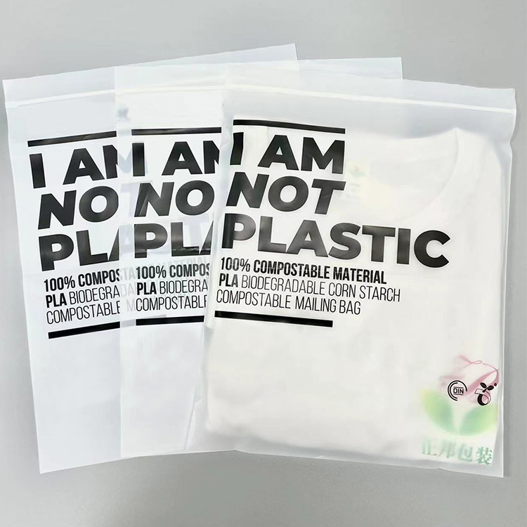 PLA PBAT Custom Frosted Biodegradable Clothes Packaging Zipper Bag Print logo Zip Lock Bag Compostable Ziplock Bags for Garments