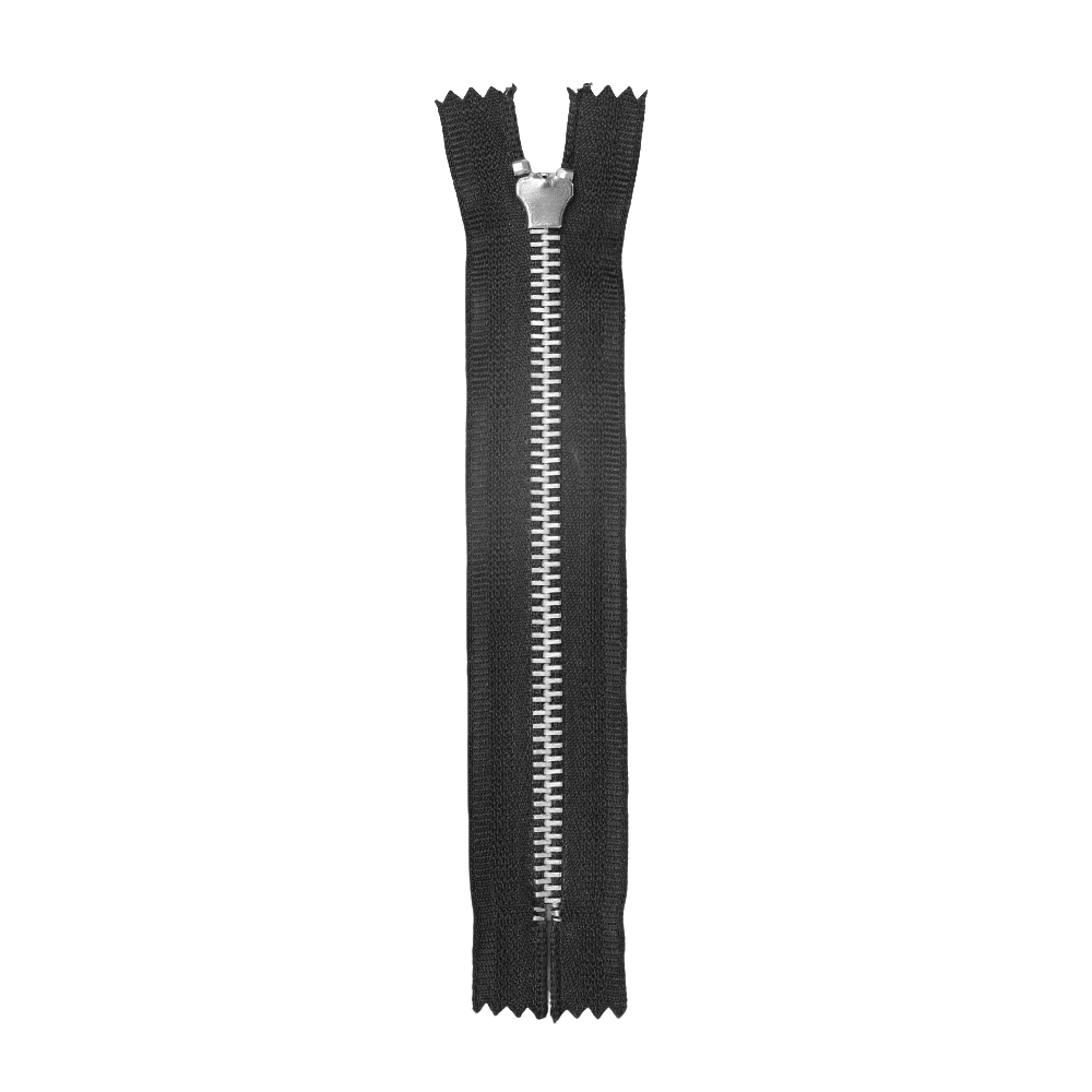 #5 15cm Close-End Sewing Accessories Black Tape White aluminum Teeth Metal Zippers for Pants