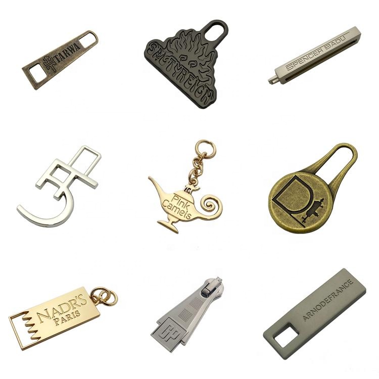 Wholesale Round Shape Making Custom Logo Bag Metal Zipper Slider Puller For Purse / Clothes