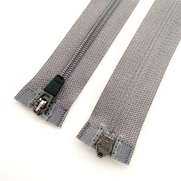 Double Slider Two-way Separator Nylon Teeth Zipper Custom Logo Nylon 3#5# High Quality Factory Head Cycling Garment Zippers