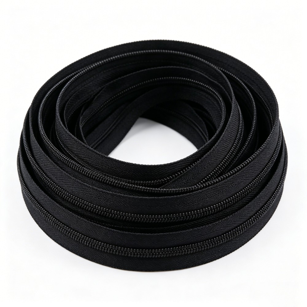 SBS #3 #5 #7 #8 #10 Nylon Coil Zipper Roll Raw Black Dyeing Continuous Zipper Tape 200m/Roll For Bag Garment