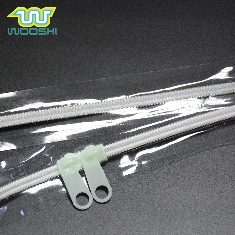 Waterproof PVC Tape Zipper Clear PVC Tape Nylon Coil Zipper Rolls Transparent Zipper for PVC Plastic Custom Plastic Zip 5#
