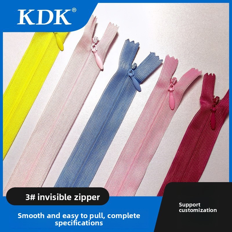 KDK3# Lace Close-End Invisible Nylon Zipper Auto Lock Slider Excellent Quality Lock Pillow Home Visit Clothing Dress Accessories