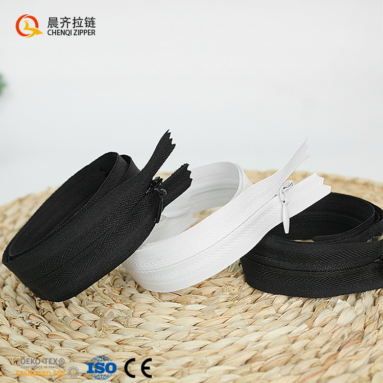 Factory Spot 3# Single Slider Close-end 15CM-50CM Black White Multi Size Nylon Invisible Zipper for Dress Pillow Bag