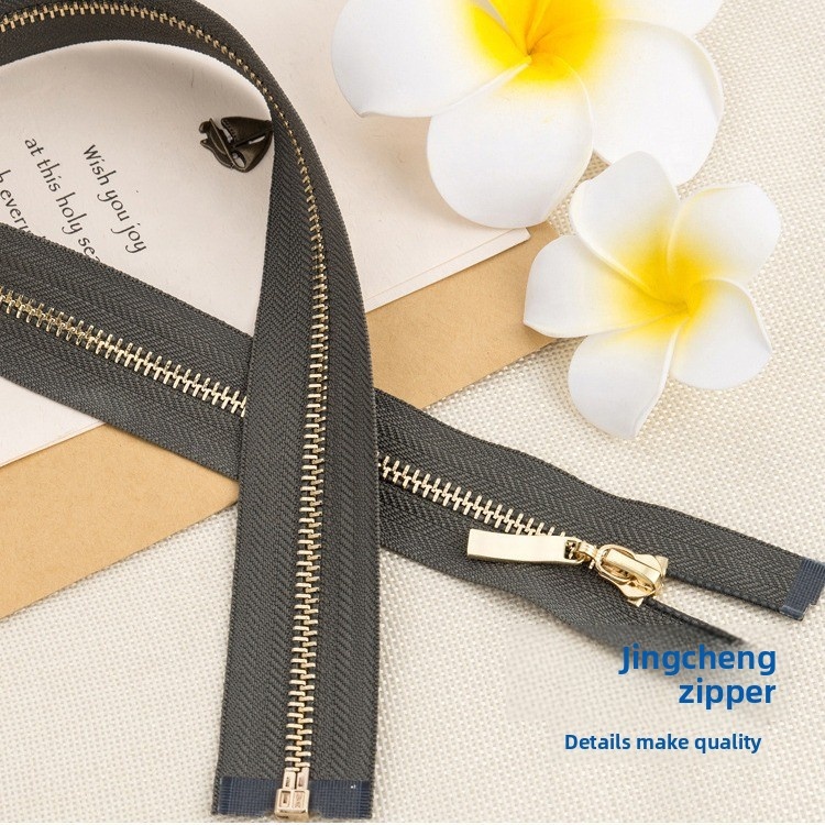 3#5# Self-locking Auto Lock Slider Metal Zipper with Gold &amp; Platinum Finish Open End Closed End for Garment Accessories