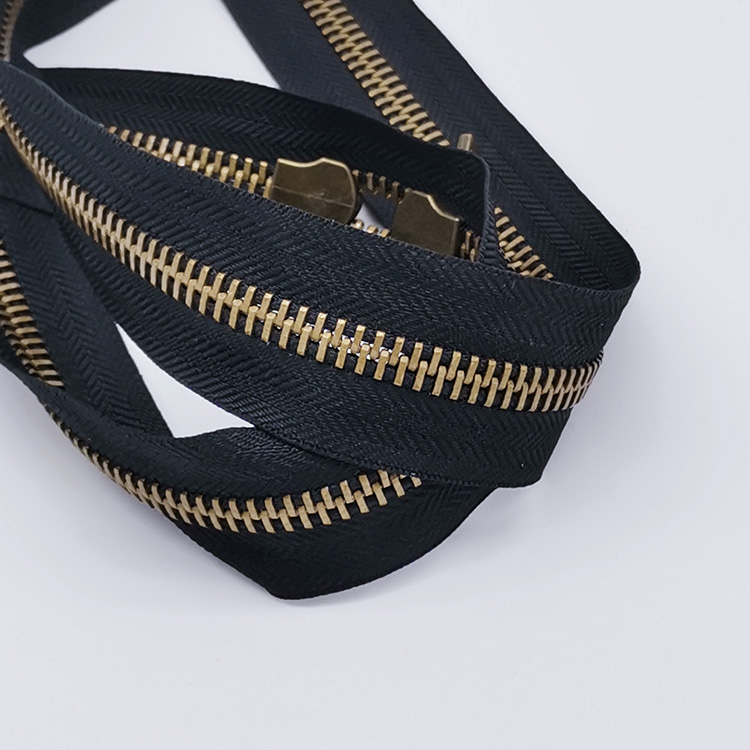 Custom Two-Way Antiqued Brass Zipper Long Chain Metal Zipper For Shoes Garments Bags Home Textiles-Sustainable Antique Copper