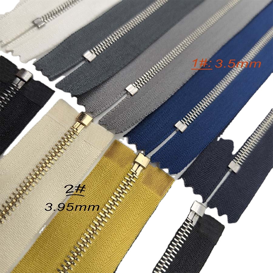 Custom Special Small Size 1#2# European Tooth Light Gold Eco-Friendly Copper Zinc Alloy Zipper Vest Clothing Open End Brass