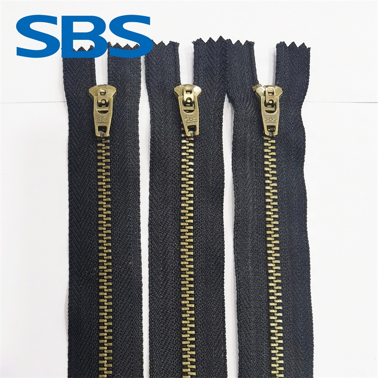 Sbs4# Golden Auto Lock Copper Teeth Metal Close-End Long Chain Zipper For Pants Eco-Friendly Sustainable Jeans Accessories