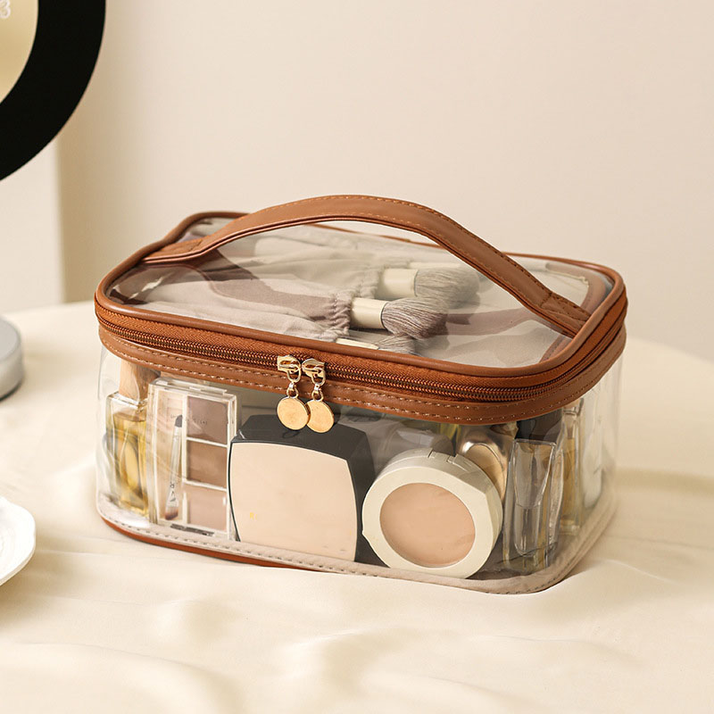Custom Portable PVC Makeup Pouch Organizers with Clear Zipper Fashionable Waterproof Travel Cosmetic Bag Case