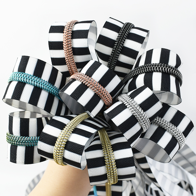 Meetee XP050 5# DIY Sewing Accessories Sewing Zipper Tapes for Purse Clothes Zip Roll Decorative Coil Nylon Zippers Stripe