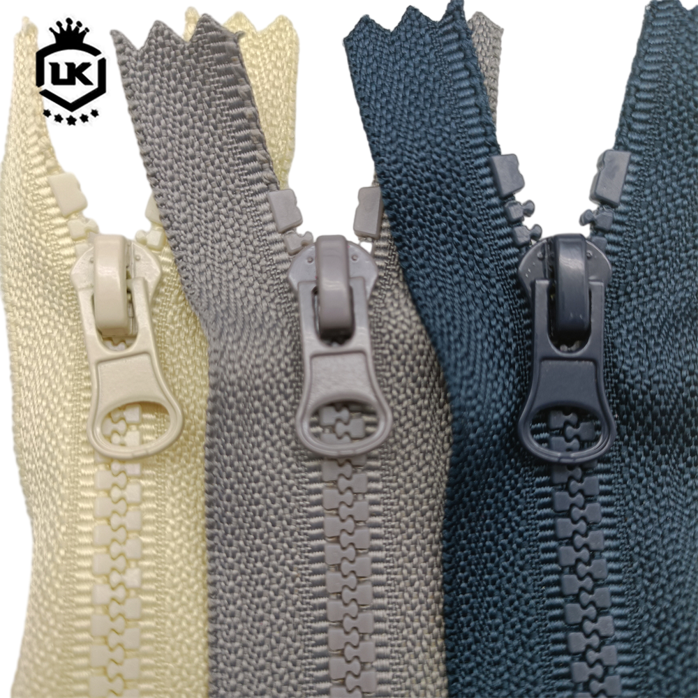 Lanke Eco-Friendly 3# 5# 8# 10# Open End Plastic Zipper With Auto Lock Zipper Slider Thumb Puller Vislon Zipper Use For Jackets