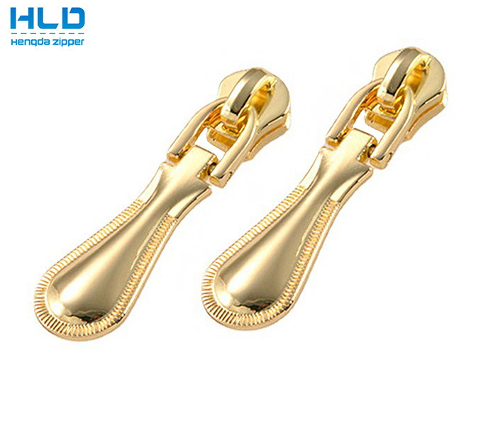 Hengda Factory Customized Regular Zipper Puller champagne Gold Puller No 5 Zipper Pull Light Gold