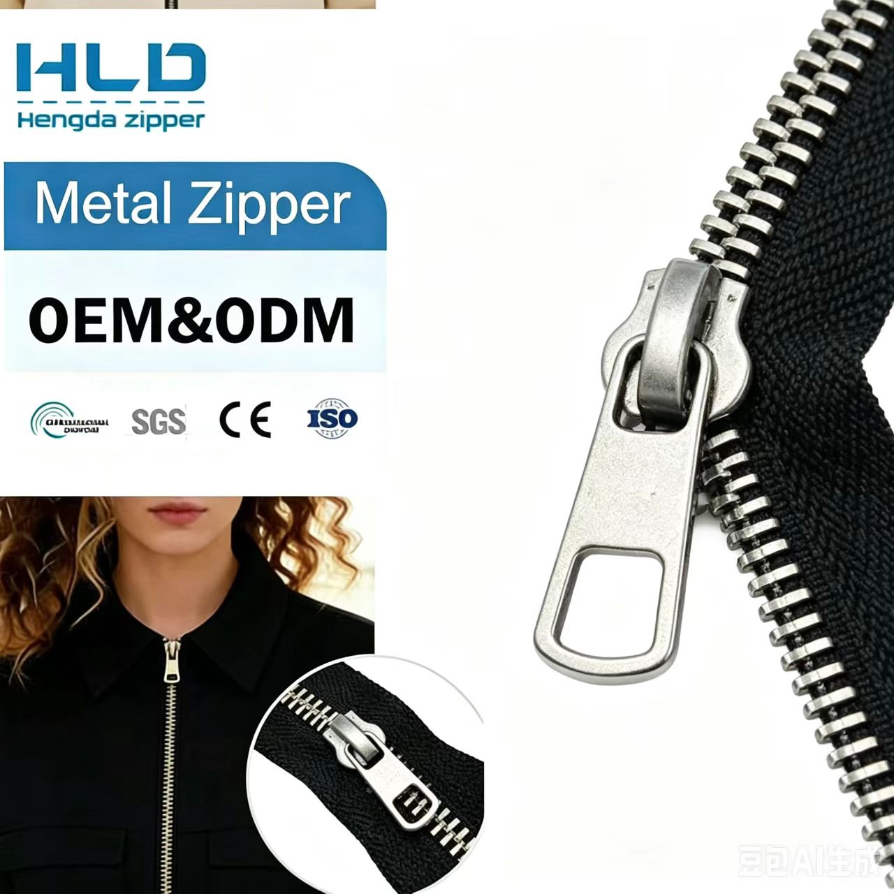 Hengda Factory Customized Original Zinc Alloy Metal Zipper 70cm Metal Zipper Open Ended Aluminum Alloy Zip 60 cm