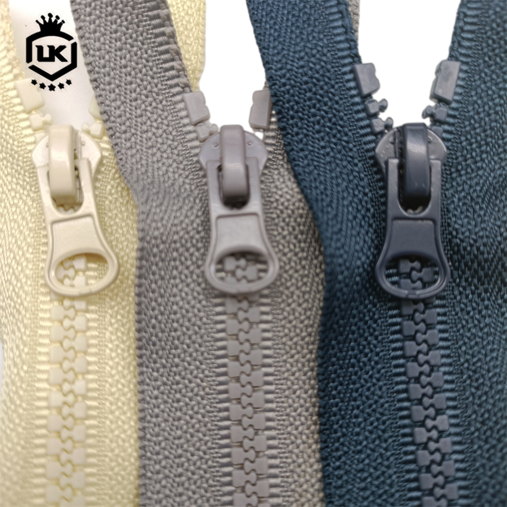 Lanke Eco-Friendly 3# 5# 8# 10# Open End Plastic Zipper With Auto Lock Zipper Slider Thumb Puller Vislon Zipper Use For Jackets