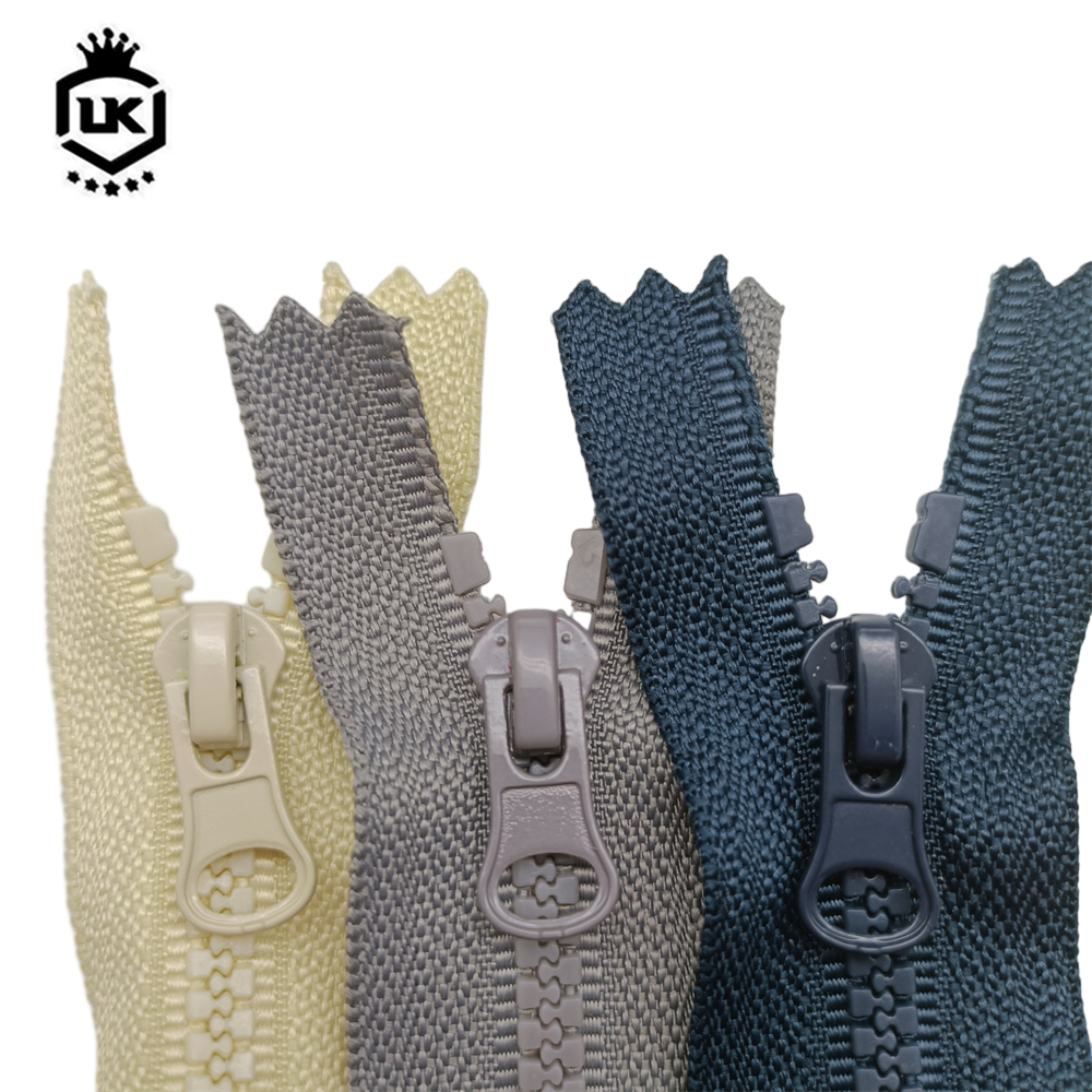 Lanke Eco-Friendly 3# 5# 8# 10# Open End Plastic Zipper With Auto Lock Zipper Slider Thumb Puller Vislon Zipper Use For Jackets