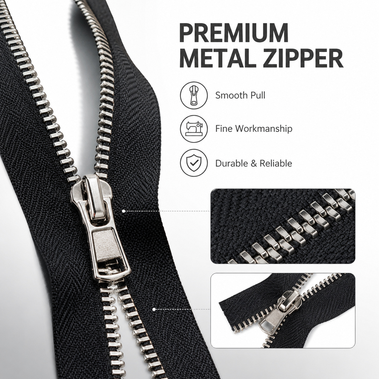 Best Selling Long Chain Metal Zippers Nickel Zipper with Black Tape 5# for Handbags and Shoes for Garments