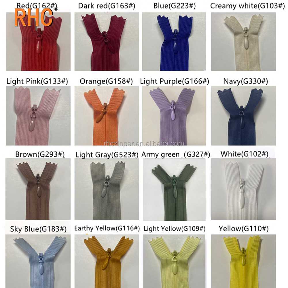 S2 High-End #3 Invisible Close-End Nylon Sewing Zipper Conceal Lace Tape for Dresses Colorful Plastic Cremallera Hidden