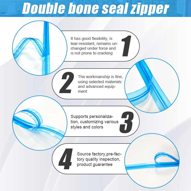 Qihong PE Double-Track Waterproof Zipper (Injection Molded) for Vacuum Handbag Compression Bags