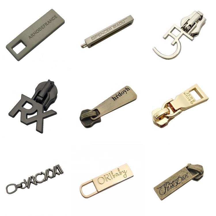 Wholesale Round Shape Making Custom Logo Bag Metal Zipper Slider Puller For Purse / Clothes