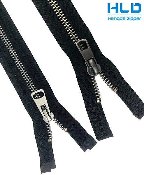 Hengda Factory Customized Original Zinc Alloy Metal Zipper 70cm Metal Zipper Open Ended Aluminum Alloy Zip 60 cm