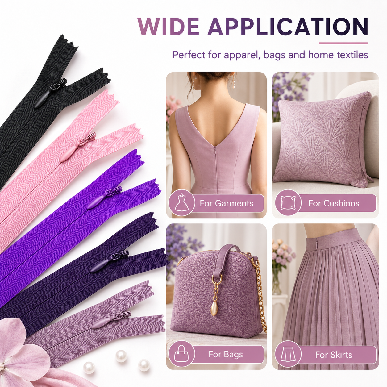Custom Nylon Closed End Invisible Zipper For Garments Dress Shoes Bags With Multiple Colors For Lace Skirt And Pillow