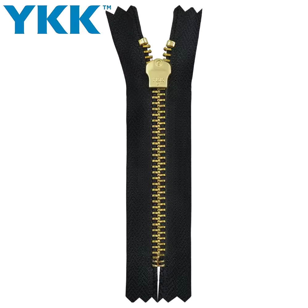 Durable Brass Metal 5# Golden Long Chain Close-End Auto Lock Slider Zipper Eco-Friendly Nylon Material for Home Textile Garment