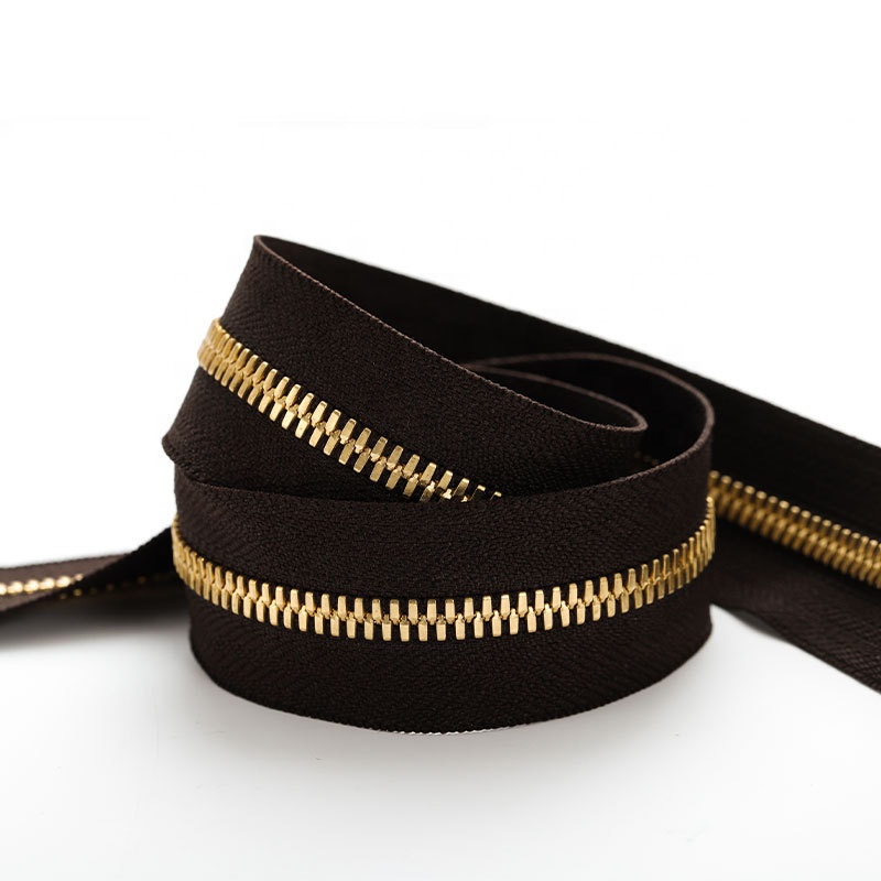 Aluminum Teeth Metal Zipper Brass and Aluminum and Anti Brass Zipper Long Chain Roll for Clothing Aluminum Long Chain Zipper