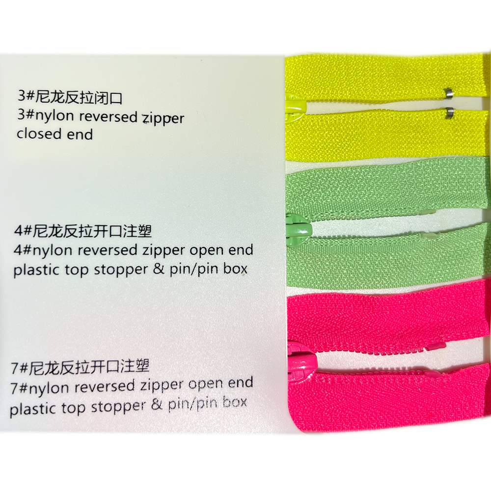 Direct Factory High Quality OEM 3# 4# 7# Nylon Open/Closed Reversed Zipper Colorful for Clothing Bags