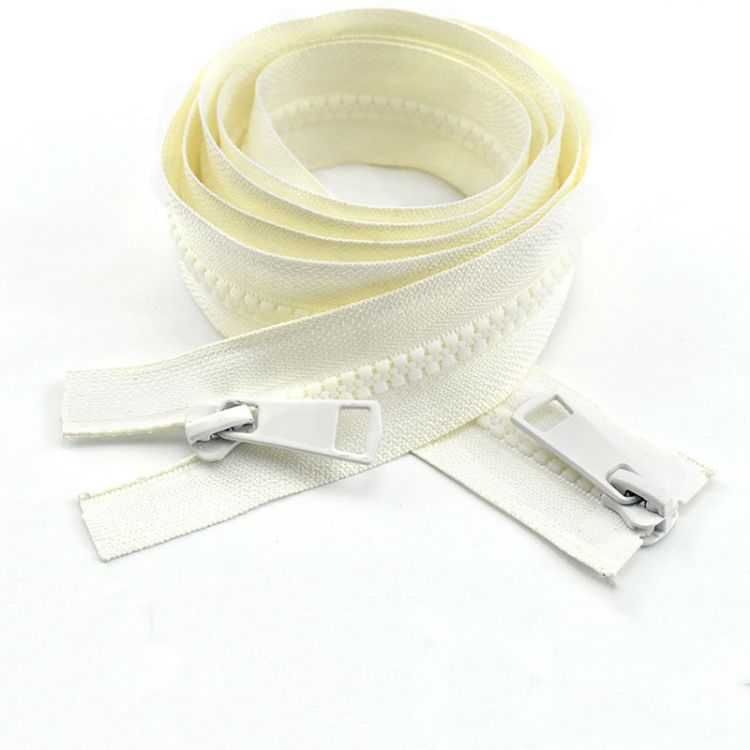 YN #5 Bulk Separating Jacket Zippers for Sewing Coats Jacket White Molded Plastic Resin Zippers