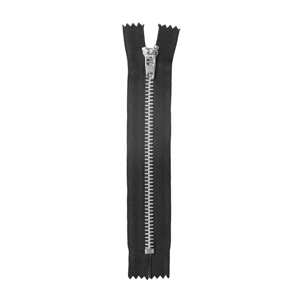 #5 15cm Close-End Sewing Accessories Black Tape White aluminum Teeth Metal Zippers for Pants