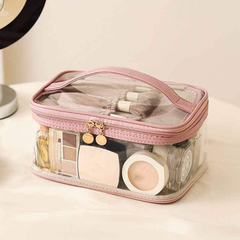Custom Portable PVC Makeup Pouch Organizers with Clear Zipper Fashionable Waterproof Travel Cosmetic Bag Case