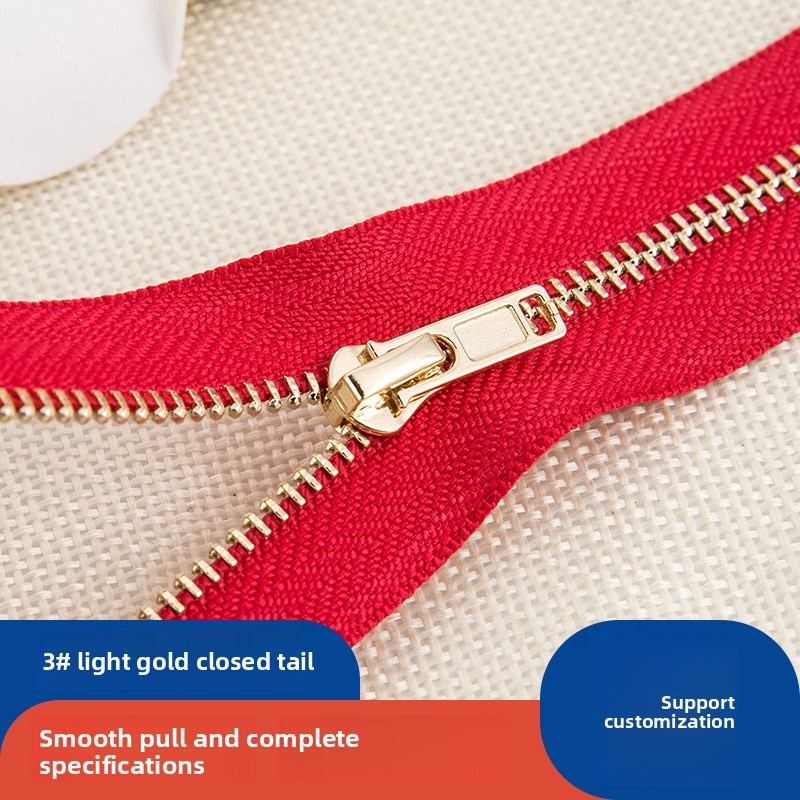 3#5# Self-locking Auto Lock Slider Metal Zipper with Gold &amp; Platinum Finish Open End Closed End for Garment Accessories